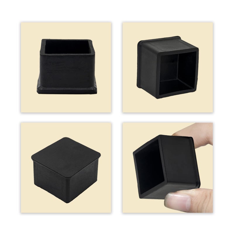 Flyshop Square Anti-Slip Rubber Leg Tips Chair Leg Caps Furniture Floor Protectors, 2-Inch x 2-Inch, 50 x 50 mm, Black, 10 PCS - Image 3